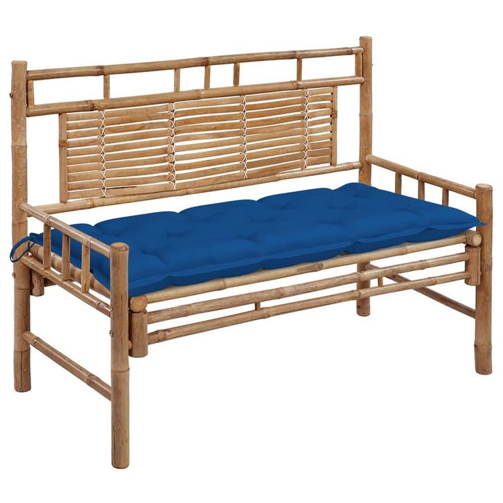 vidaXL Tuinbank met kussen 120 cm bamboe, Tuin en Terras, Tuinsets en Loungesets, Nieuw, Verzenden