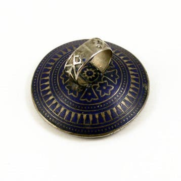 Grote ring - Zilver, Emaille - Pakistan - de eerste helft, Antiek en Kunst