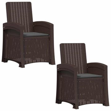 vidaXL Ligstoel Rieten Look 2 st Bruin en antracietkleurig, Verzenden, Nieuw