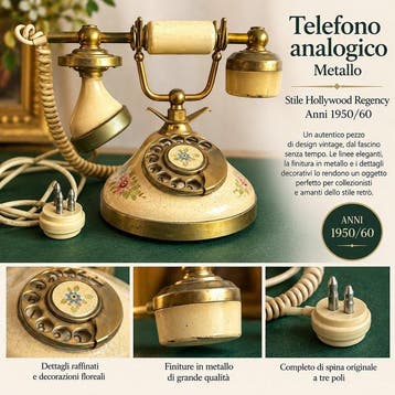Téléphone analogique - Métal blanc, Antiek en Kunst
