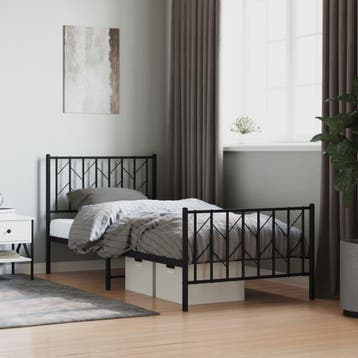 vidaXL Bedframe met hoofd- en voeteneinde metaal zwart, Verzenden