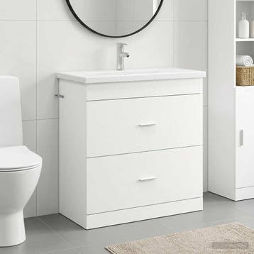 vidaXL Badkamermeubel Set Wit 81 x 40 x 84,5 cm Bewerkt hout, Verzenden, Nieuw