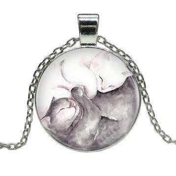 Fako Bijoux - Ketting - Cabochon - Yin Yang - Poezen, Verzenden