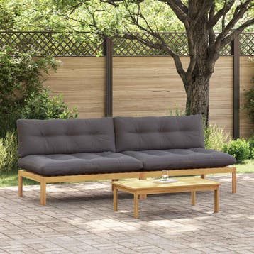 vidaXL Midden Sofa Eenheid Licht Acacia en Donker Grijs, Verzenden