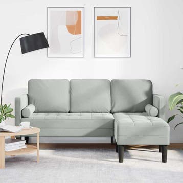 vidaXL bank / zetelstel met kussen Lichtgrijs Polyester, Verzenden