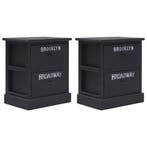 vidaXL Nachtkastjes 2 st 38x28x45 cm paulowniahout zwart, Huis en Inrichting, Slaapkamer | Nachtkastjes, Verzenden, Nieuw
