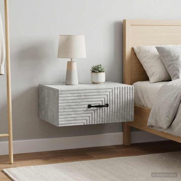 vidaXL Muurbevestigde Nachttafel 2 st Betongrijs 49 x 34,5 x, Verzenden, Nieuw