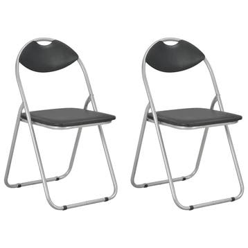 vidaXL Opklapbare stoelen, 2 stuks, zwart kunstleer, Huis en Inrichting, Stoelen, Verzenden, Nieuw