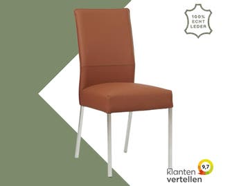 Leren eetkamerstoel Real - Toledo Natur (cognac) - Poten, Huis en Inrichting, Stoelen, Bruin, Nieuw, Ophalen of Verzenden, Eén