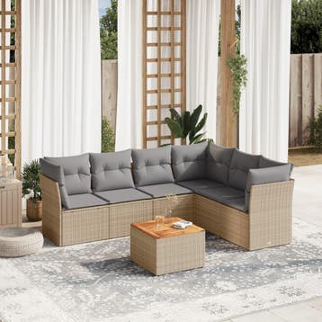 vidaXL Patio Sofa Set 6-zits Beige mix en grijs, Verzenden, Nieuw