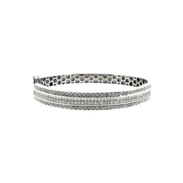 Witgouden slavenarmband met ca. 1,40 ct. diamanten; Maat M, Gebruikt, Ophalen of Verzenden, Met edelsteen, Goud