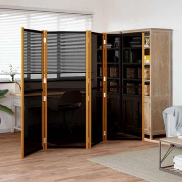 vidaXL Kamerscherm met 4 panelen 280x180 cm zwart, Huis en Inrichting, Verzenden, Nieuw