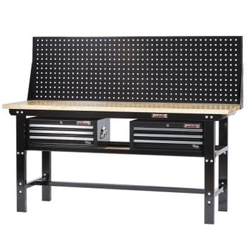 Werkbank zwart 200 cm met hardhouten blad + 2, Ophalen of Verzenden, Nieuw