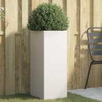 vidaXL Plantenbak 32x29x75 cm staal wit, Tuin en Terras, Bloempotten, Verzenden, Nieuw