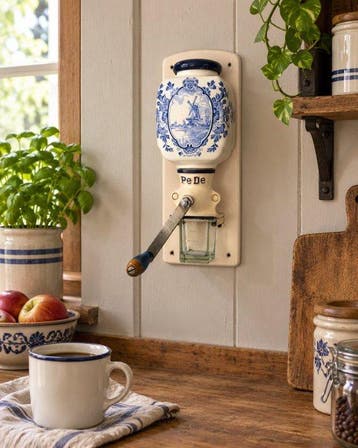 Koffiemolen - Hout, Keramiek, Glas, Metaal - Antieke wand