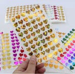 60 Goudgeel holografische mini hartjes (Stickers), Ophalen of Verzenden, Nieuw, Sticker