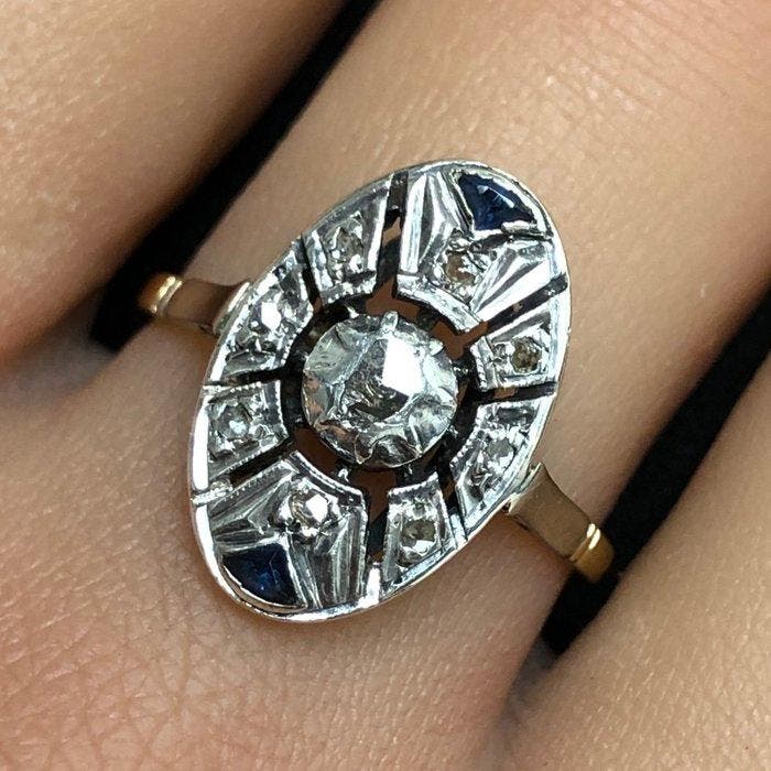 Sans prix de réserve - Bague - 18 carats Or jaune, Argent -, Handtassen en Accessoires, Ringen
