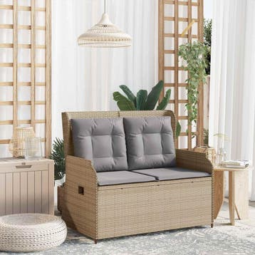 vidaXL Tuinbank Beige poly rattan, Tuin en Terras, Verzenden, Nieuw