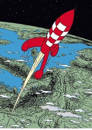 Kuifje Plastieken Map A4 Raket naar de Maan 2, Ophalen of Verzenden, Nieuw
