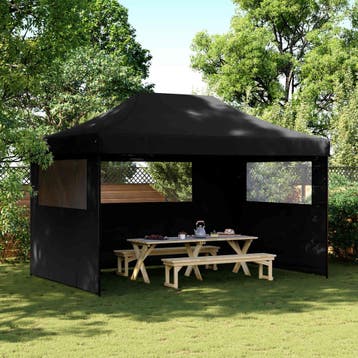 vidaXL Partytent inklapbaar pop-up met 3 zijwanden zwart, Verzenden, Nieuw