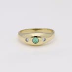 Bague - 14 carats Or jaune Émeraude - Diamant, Bijoux, Sacs & Beauté