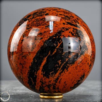 Majestueuze mahonie-obsidiaanbal Kugel, Mexico- 1180.56 g