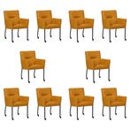 Set van 10 Leren eetkamerstoelen Lucky - Toledo Leem, Ophalen of Verzenden