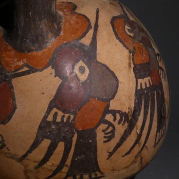 Nazca, Peru, Terracotta, Aardewerk Vas Stirrup Jar. 16 cm