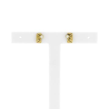 Gouden oorstekers met zirconia (Oorbellen), Handtassen en Accessoires, Oorbellen, Gebruikt, Ophalen of Verzenden, Met edelsteen