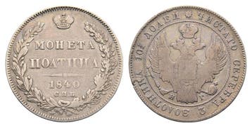 1/2 Rubel 1840 Spb Russland: Nikolaus I, 1825-1855, Verzenden