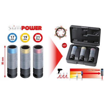 KS Tools 1/2 SlimPOWER Krachtdoppenset 3-delig, Verzenden, Nieuw