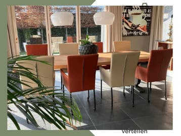 Leren eetkamerstoelen met wieltjes en hoge rug -, Ophalen of Verzenden, Nieuw, Eén