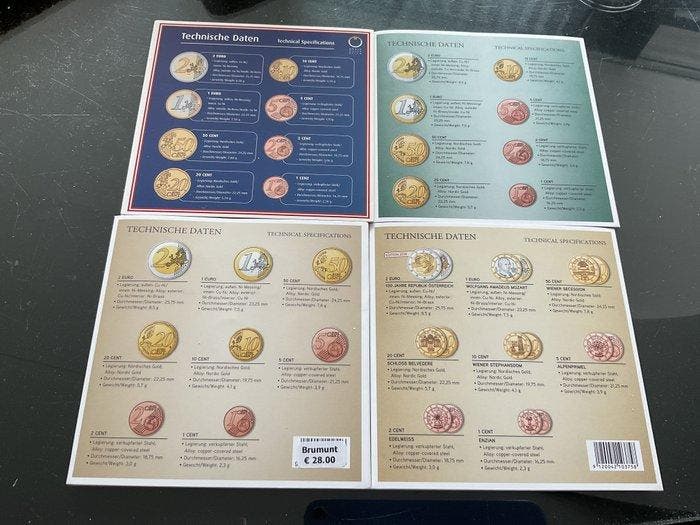 Oostenrijk. Year Set (BU) 2002/2018 (4 sets) (Zonder, Timbres & Monnaies, Monnaies | Europe | Monnaies non-euro