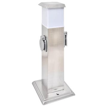 vidaXL Buitenstopcontact op zuil met lamp (roestvrij staal), Doe-het-zelf en Bouw, Verzenden, Nieuw