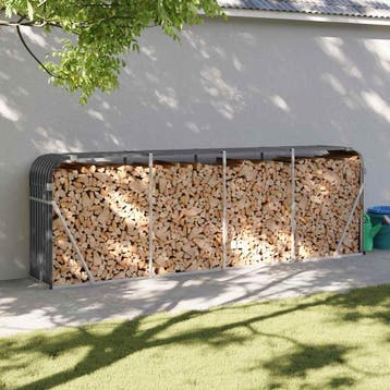 vidaXL Haardhoutopslag 300x45x100 cm gegalvaniseerd staal, Verzenden