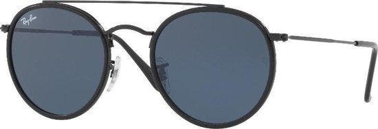 Ray-Ban Round RB3647N Unisex Zonnebril - Zwart / Blauw-Grijs, Handtassen en Accessoires, Zonnebrillen en Brillen | Heren, Nieuw
