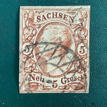 Saksen 1862 - 5 Groschen in goede nuance met befund Rismondo, Gestempeld