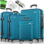 Kofferset - 4 delig - Trolley - Reiskoffer set - Turquoise -, Verzenden, Nieuw