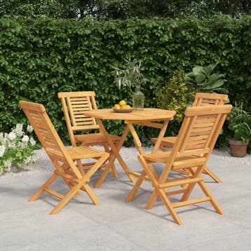 vidaXL 5-delige Tuinset massief teakhout, Verzenden, Nieuw, Tuinset