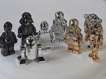 Lego Minifiguur - 8x minifigures Lego custom chrome Black,