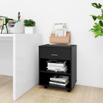 vidaXL Rolkast 46x36x59 cm bewerkt hout zwart, Huis en Inrichting, Verzenden, Nieuw