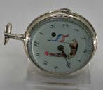 Frankreich - Feine gemalte Silber Lepine Spindeluhr -