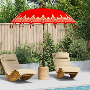 vidaXL Balinese Parasol Rood 215 x 215 x 260 cm Katoen, Verzenden, Nieuw