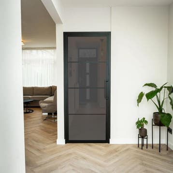 Stalen Binnendeur - Zwart - 4 Vlaks - Rook glas, Doe-het-zelf en Bouw, Minder dan 80 cm, Binnendeur, Nieuw, Metaal