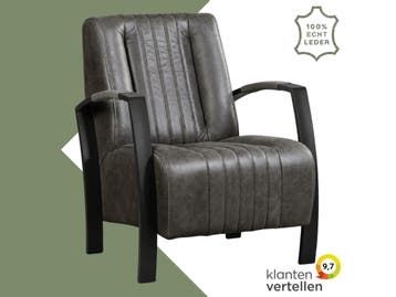 Leren fauteuil Glamour - Vintage Grey (grijs), Huis en Inrichting, Fauteuils, Nieuw, Ophalen of Verzenden, 50 tot 75 cm, Industrieel, Modern, Retro