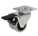 Dubbel zwenkwiel Ø50 mm met rem en bevestigingsplaat grijs, Doe-het-zelf en Bouw, Zwenkwielen, Nieuw