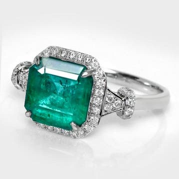 Zonder minimumprijs - Ring - 14 karaat Witgoud, IGI 3,18 ct, Nieuw
