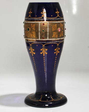 Moser stijl - Vaas - Handbeschilderde Jeweled Kelkvaas -