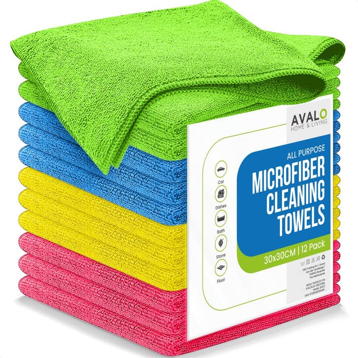 Avalo Microvezeldoekjes - 12 Stuks 30 x 30 cm - Wasbaar, Huis en Inrichting, Schoonmaakartikelen, Verzenden