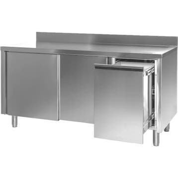 Werkbank | RVS | Schuifdeuren + Afvallade (Rechts) | Diepte, Verzenden